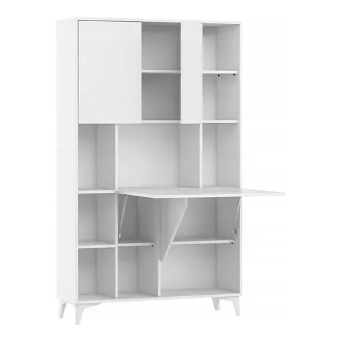 Armoire Placard Convertible En Bureau Et Table Home Office 175x105x34cm « Meggie 2-blanc Brillant»