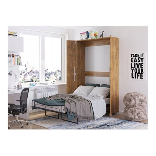 Armoire Lit Escamotable Vertical 120x200 Cm Or Artisan Avec Porte Lit Rabattable Lit Mural Todor