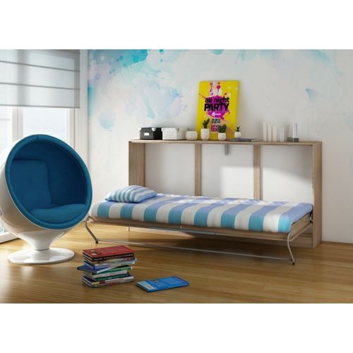 Armoire Lit Escamotable Horizontal 90x200 Cm Sonoma Bleu Lit Rabattable Lit Mural Roddy