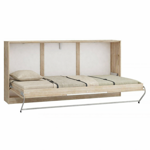 Armoire Lit Escamotable Horizontal 90x200 Cm Sonoma Blanc Lit Rabattable Lit Mural Roddy