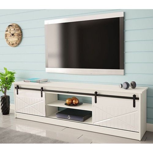 Meuble TV 200x57x35 Cm Blanc Brillant Grange Meuble Hi-fi Luxueux Sideboeard à Poser