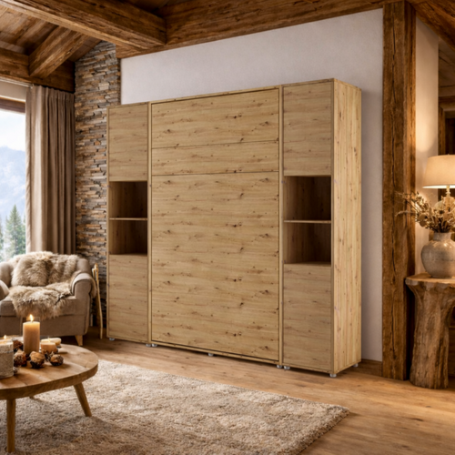 Lenart Armoire Lit Escamotable +2 Placards Vertical 120x200 Cm Chêne Artisan "consus"