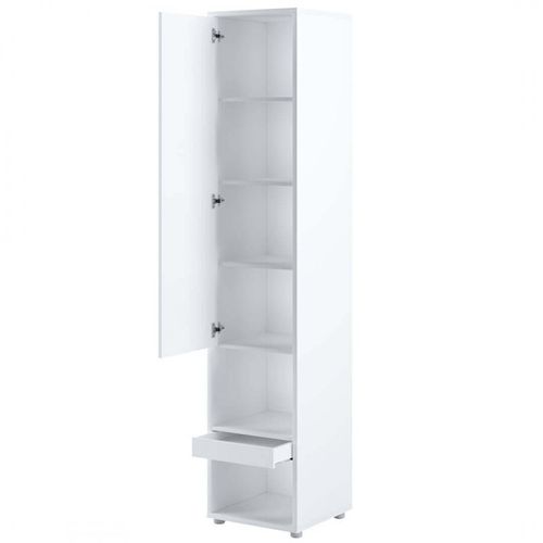 Armoire Lit Escamotable +2 Placards Tiroir Vertical 160x200 cm Blanc Mat Lit Mural"consus"