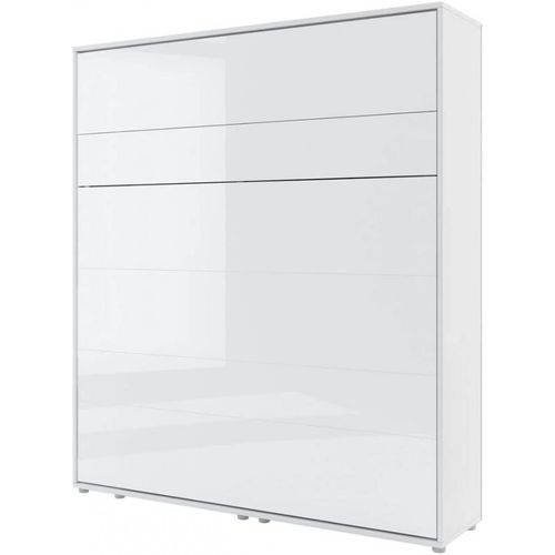 Armoire Lit Escamotable +2 Placards Tiroir Vertical 180x200 Blanc Brillant Tiroir Lit Mural"consus"