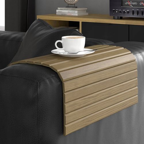 Tablette Pliable Plateau Pour Accoudoir De Canapé Couleur Chêne 40x44cm Wood