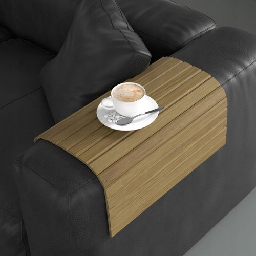 Tablette Pliable Plateau Pour Accoudoir De Canapé Couleur Chêne 40x44cm Wood