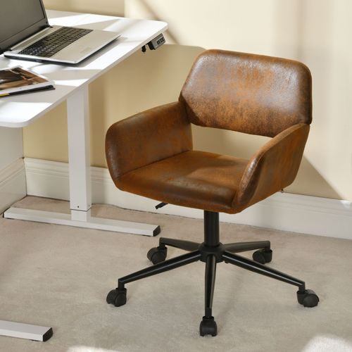 Chaise De Bureau Vintage En Tissu Suède Réglable Et 5 Roulettes