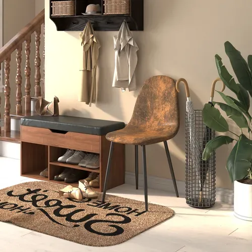 Lot De 4 Chaises Scandinave Retro Marron Suede Salle à Manger Salon Bureau Chambre Vintage