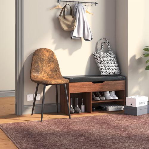 Lot De 4 Chaises Scandinave Retro Marron Suede Salle à Manger Salon Bureau Chambre Vintage