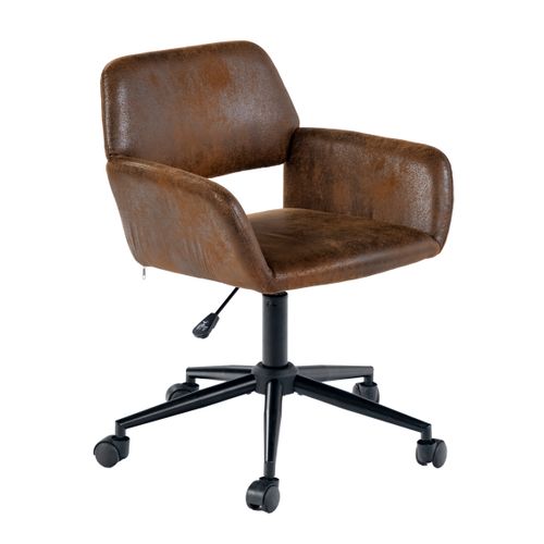 Chaise De Bureau Vintage En Tissu Suède Réglable Et 5 Roulettes
