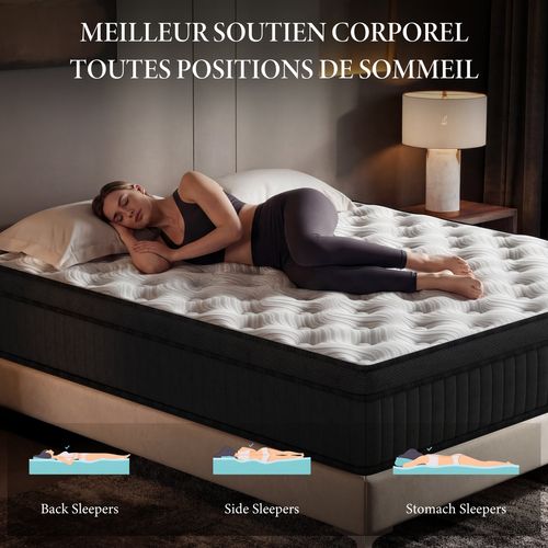 Matelas Ressorts Ensachés 140x200 Cm Accueil Mémoire De Forme épaisseur 25 Cm