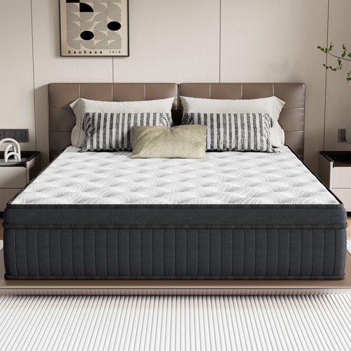 Matelas Ressorts Ensachés 140x190 Cm Somniae , Accueil Mémoire De Forme, 25 Cm D'épaisseur, Noir