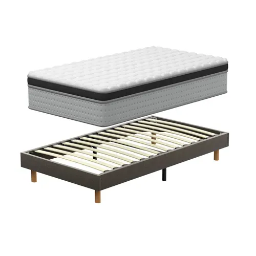 Ensemble Matelas Ressorts 90x190 Cm, Accueil Mémoire De Forme, épaisseur 25cm + Sommier