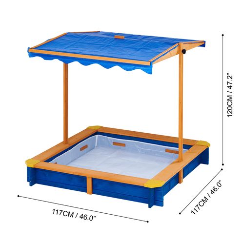 Bac à Sable De Jardin été Extérieur En Bois + Toit Rotatif