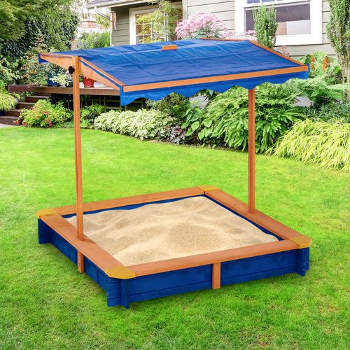 Bac à Sable De Jardin été Extérieur En Bois + Toit Rotatif