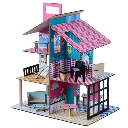 Maison De Poupée En Bois - 12 Accessoires Multi