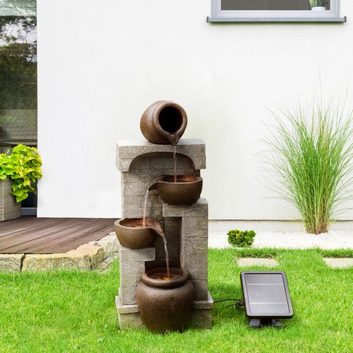 Fontaine D'eau Extérieure Avec Cascade De Bols Et Lumières LED Solaires