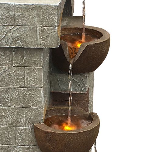 Fontaine D'eau Extérieure Avec Cascade De Bols Et Lumières LED Solaires
