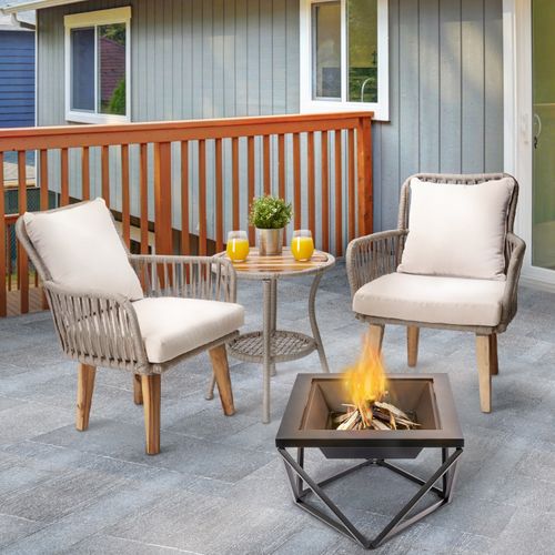 Braséro De Jardin à Bois Chauffage Extérieur Avec Tisonnier