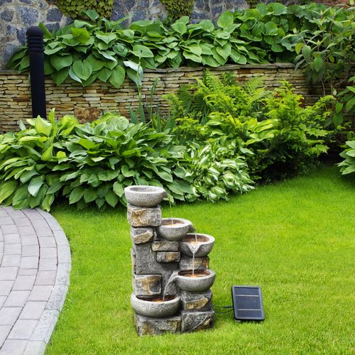 Fontaine à Eau Solaire De Jardin Avec Ornements Et LED