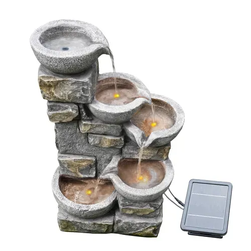 Fontaine à Eau Solaire De Jardin Avec Ornements Et LED