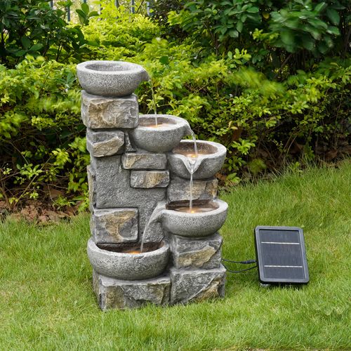 Fontaine à Eau Solaire De Jardin Avec Ornements Et LED