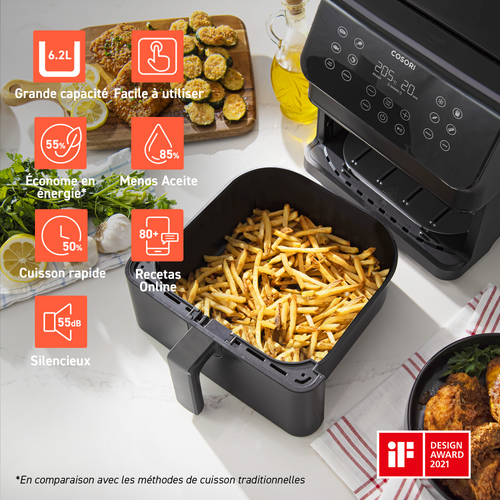 Friteuse Sans Huile Premium II Chef Edition 6.2 Litres Noir