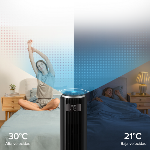 Ventilateur Tour Tempsense 36 Dc Avec 12 Vitesses Et La Technologie Vortexair.