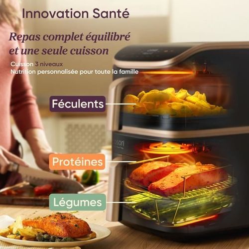 Friteuse Sans Huile  - Turbo Tower Pro Smart - Capacité 10,8l - 2 Cuves - 7 Programmes - 2630w