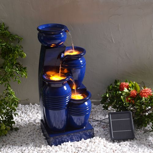 Fontaine Solaire D'extérieur à 4 Niveaux Avec Cascade Teamson Home