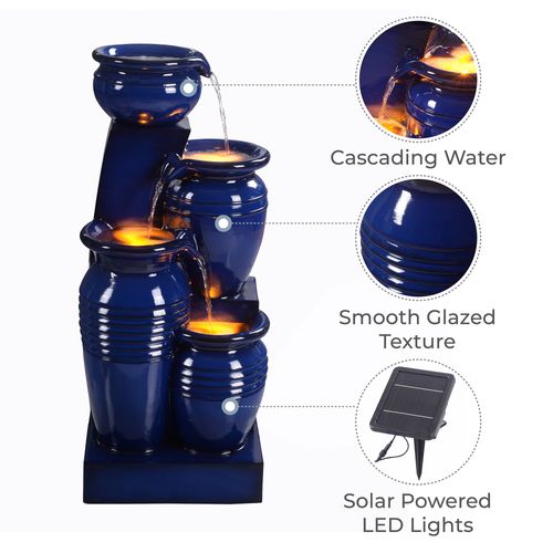 Fontaine Solaire D'extérieur à 4 Niveaux Avec Cascade Teamson Home