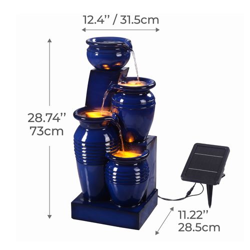 Fontaine Solaire D'extérieur à 4 Niveaux Avec Cascade Teamson Home