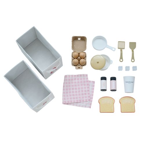 Cuisine Jouet Bois 3 Pièces Modulable, 21 Accessoires, 89cm, Rose