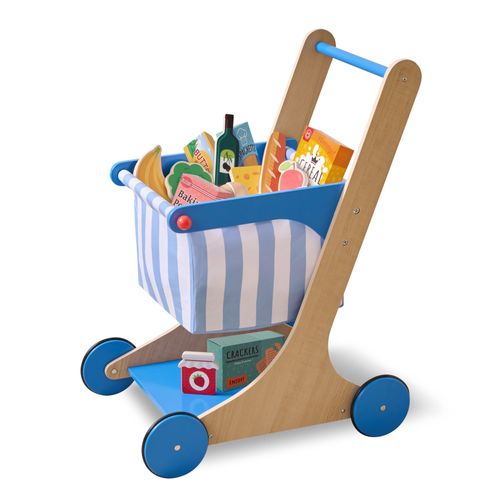 Chariot De Courses En Bois, Bleu