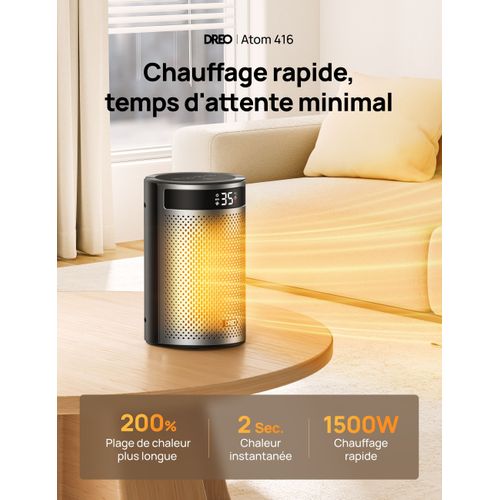 Chauffage D'appoint - Hyper-céramique - 1500 W - Atom 416 - Colonne - Noir