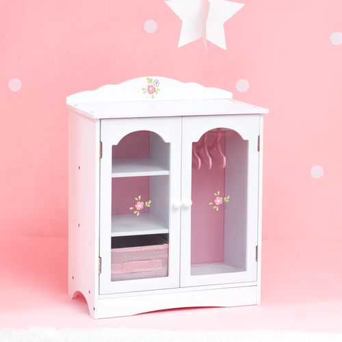 Armoire Poupée Poupon Little Princess Penderie Dressing Meuble Bois Jeu