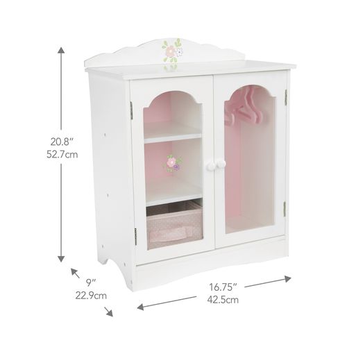 Armoire Poupée Poupon Little Princess Penderie Dressing Meuble Bois Jeu