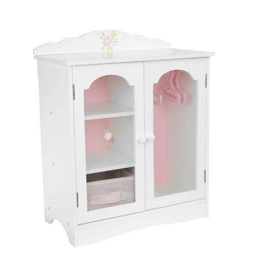 Armoire Poupée Poupon Little Princess Penderie Dressing Meuble Bois Jeu