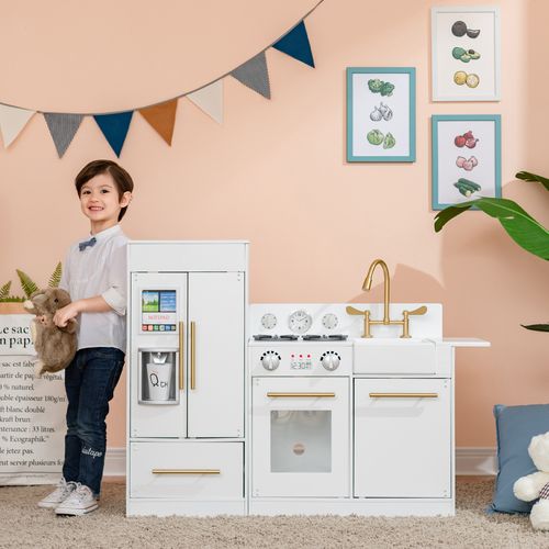 Grand Jeu De Cuisine Blanc En Bois Pour Enfant