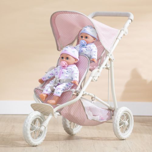 Poussette Double Pour Poupée Poupon De 40cm Jeux D’imitation Jouet