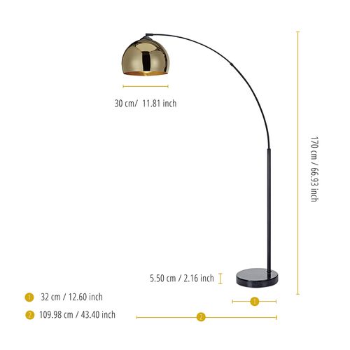 Lampadaire Arquer Arc Lampe De Salon Abat-jour Doré Pied