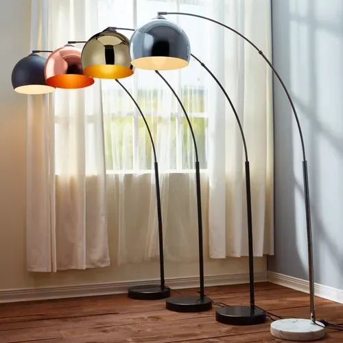 Lampadaire Arquer Arc Lampe De Salon Abat-jour Doré Pied