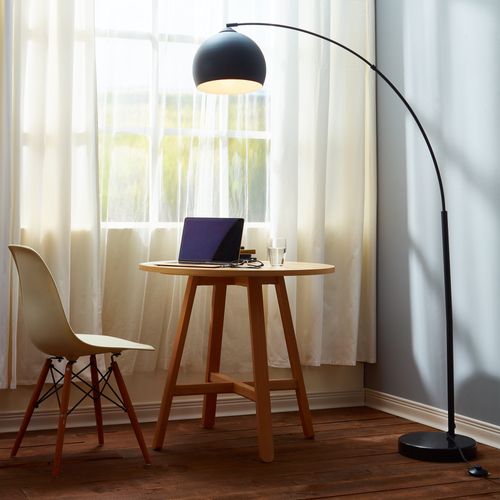 Lampadaire Arquer Arc Lampe De Salon Abat-jour Pied Marbre Noir