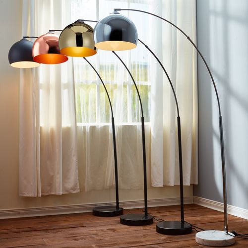 Lampadaire Arquer Arc Lampe De Salon Abat-jour Pied Marbre Noir