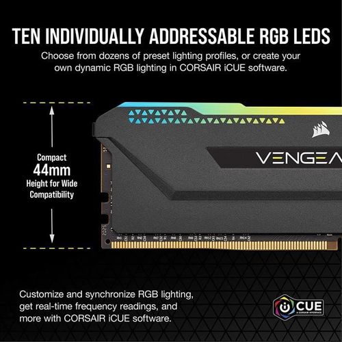 Mémoire PC Ddr4 - Vengeance Rgb Pro Sl - 16go (2x8go) - 3200mhz - Cas 16 - Black