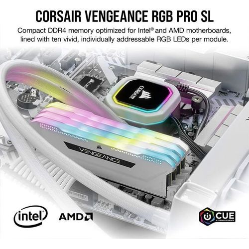Mémoire PC Ddr4 - Vengeance Rgb Pro Sl 32go (2x16go) - 3200mhz - Cas 16 - White