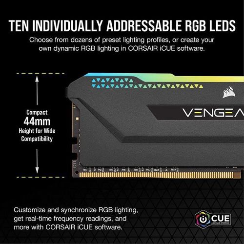 Mémoire PC Ddr4 - Vengeance Rgb Pro Sl 32go (2x16go) - 3200mhz - Cas 16 Optimized For Amd Ryzen