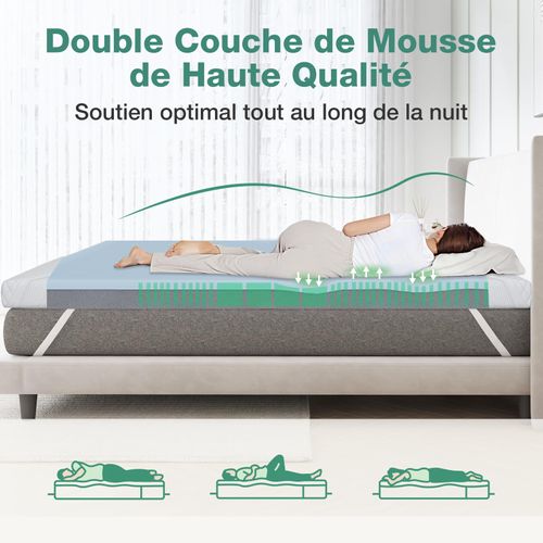 Surmatelas 140x190 Cm Nov, épaisseur 5 Cm Avec Mousse Mémoire De Forme En Gel