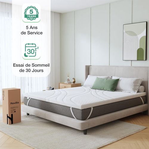 Surmatelas 140x190 Cm Nov, épaisseur 5 Cm Avec Mousse Mémoire De Forme En Gel
