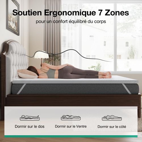 Surmatelas 120x190 Cm Nov, épaisseur 7.5 Cm Avec Mousse Mémoire De Forme En Gel